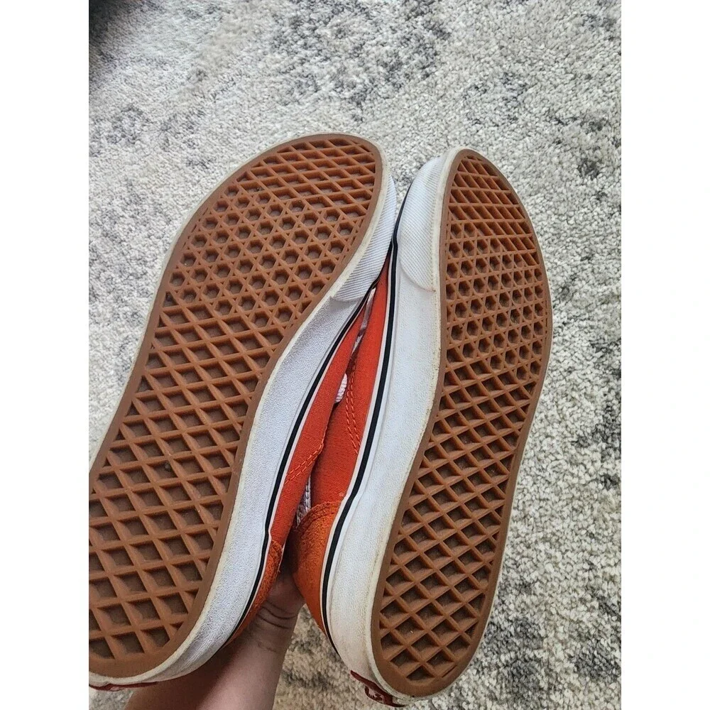Vans Old Skool Orange Skate Canvas Low Top Lace Up Shoes US Kids Size 7